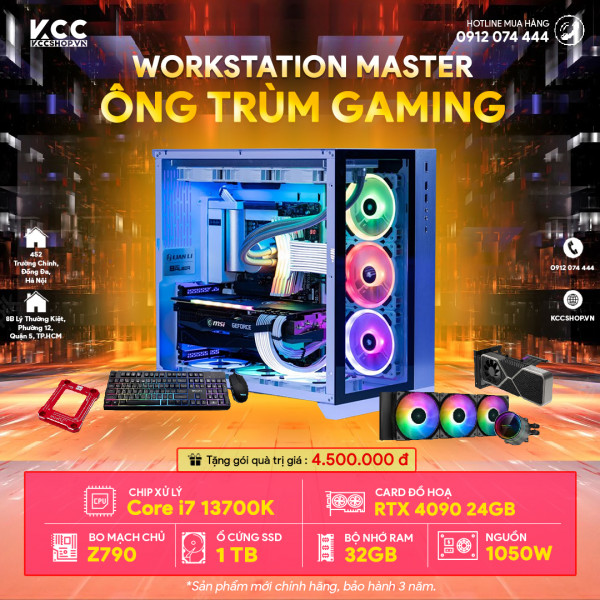 PC KCC WorkStation C15 (I7 13700K / Z790 / 32GB RAM / 1000GB SSD / RTX 4090 24GB / 1000W)