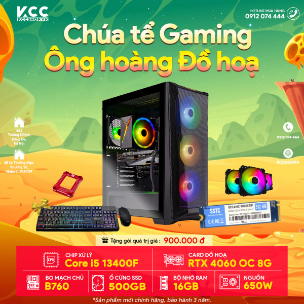 PC KCC Gaming 04 ( I5 13400F / B760 / 16GB RAM / 500GB SSD / RTX 4060 8GB / 650W)