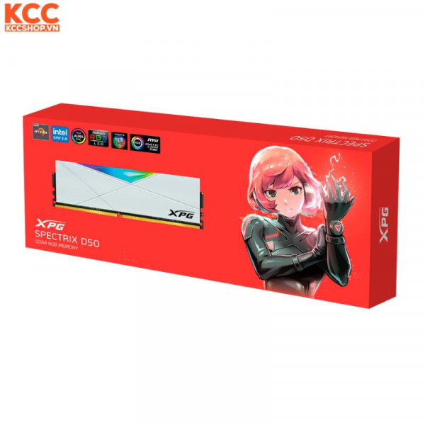 RAM ADATA XPG D50 DDR4 8GB 3600Mhz White RGB (AX4U36008G18I-SW50)