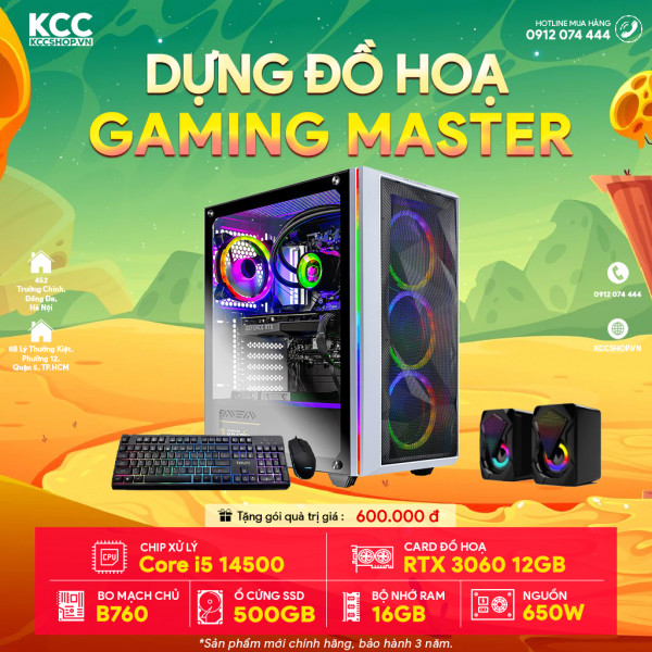 PC KCC Gaming C87 (I5 14500 / B760 / 16GB RAM / 500GB SSD / RTX 3060 / 650W)