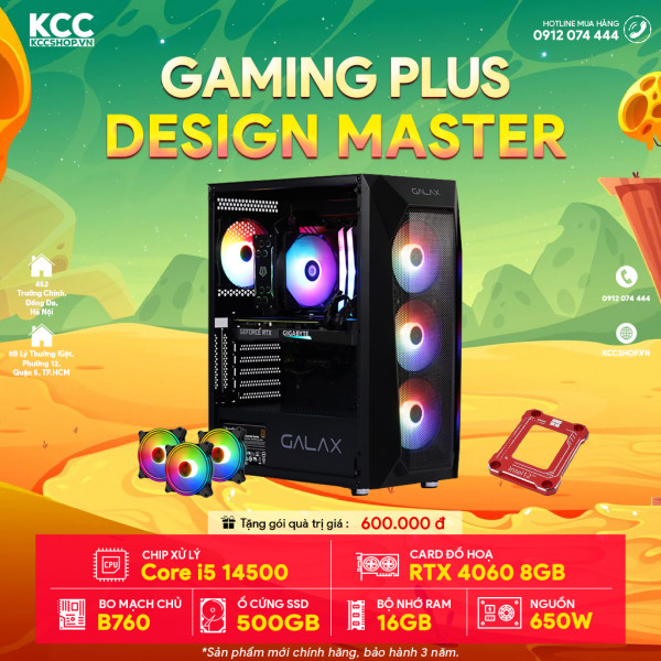 PC KCC Gaming C88 Plus (I5 14500 / B760 / 16GB RAM / 500GB SSD / RTX 4060 8GB / 650W)