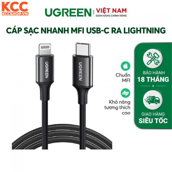 Cáp sạc nhanh Ugreen US171 USB C to Lightning MFI 1M (60751)