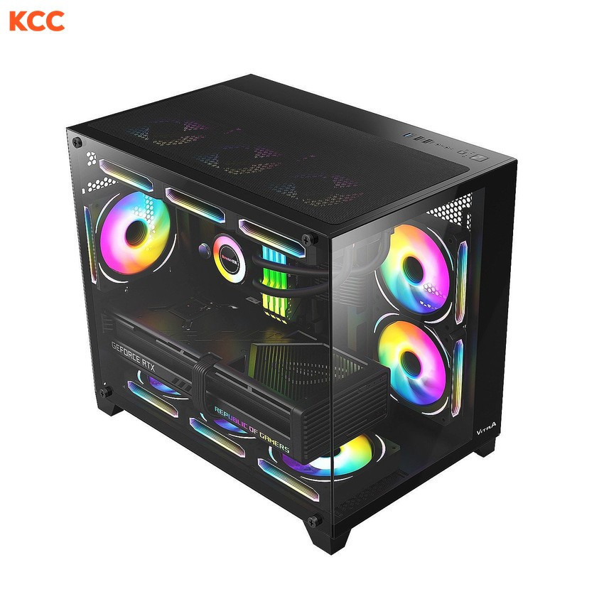 VỎ MÁY TÍNH VITRA CRYSTAL S1 V2 BLACK M-ATX / TOP  RAD 360