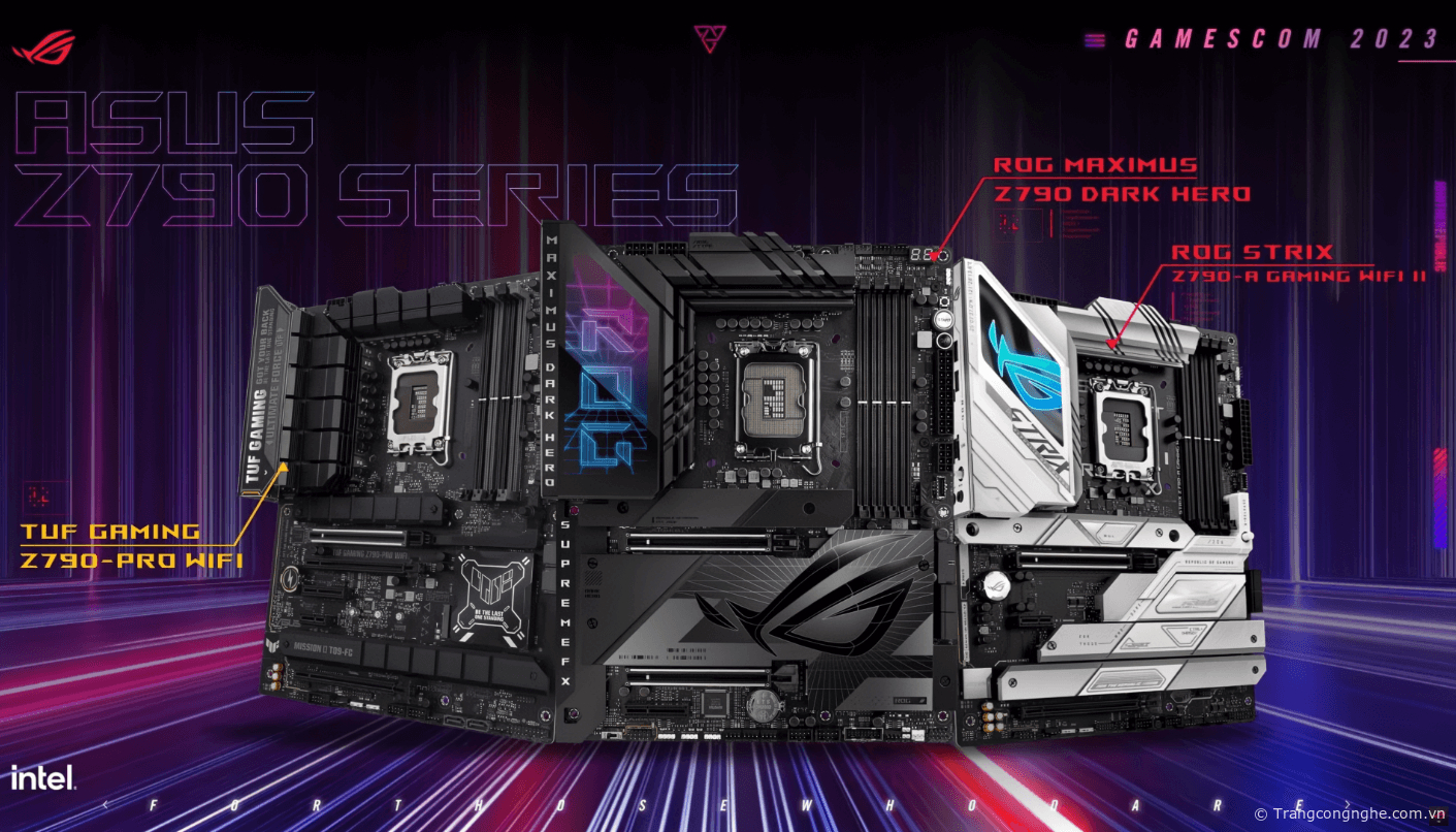 ASUS ra mắt bo mạch chủ ROG Maximus Dark Hero, ROG Strix và TUF Z790 cập nhật cho dòng vi xử lý Intel Core thế hệ thứ 14.