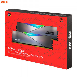 RAM ADATA XPG D50 ROG-CERTIFIED DDR4 16G (8Gx2) 3600Mhz DARK SILVER RGB (AX4U36008G17H-DC50R)