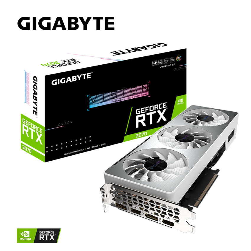 Card màn hình Gigabyte RTX 3070 VISION OC – 8GD (8GB GDD6, 256-bit, HDMI +DP, 1×8-pin+6×1-pin)