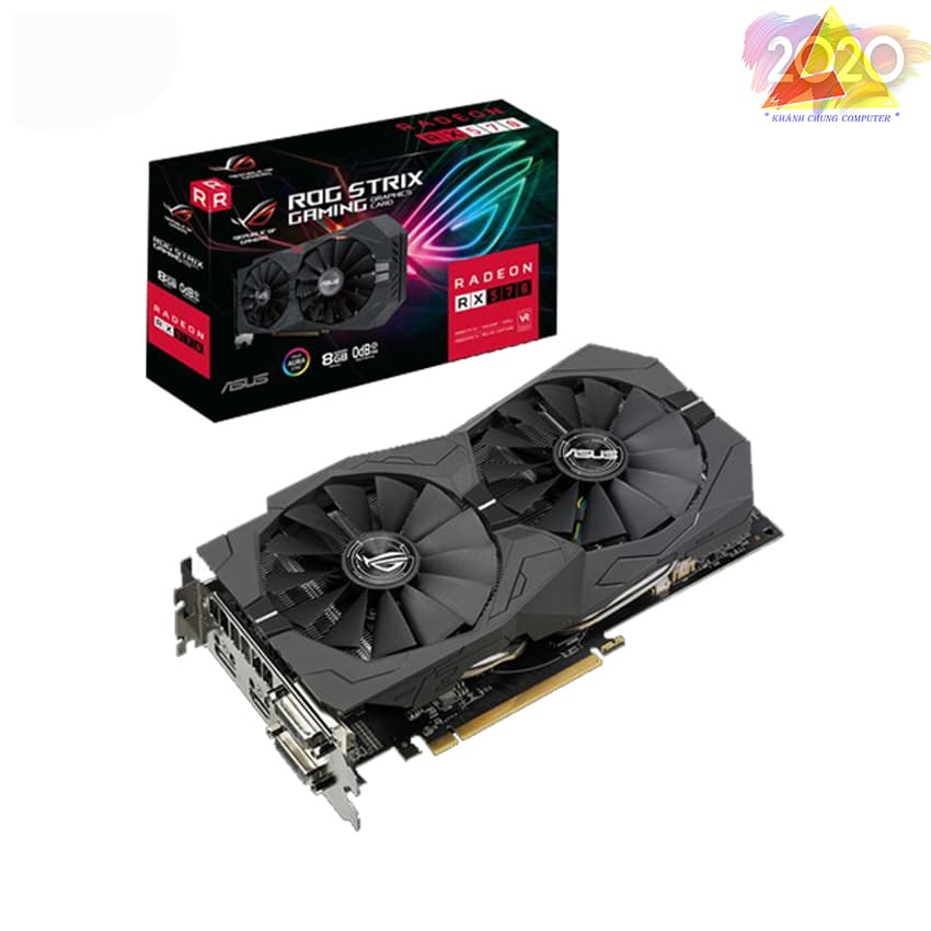 Card màn hình Asus ROG STRIX RX 570-8GB GAMING (8GB DDR5, 256-bit, DVI-D+HDMI+DP, 1×8-pin)