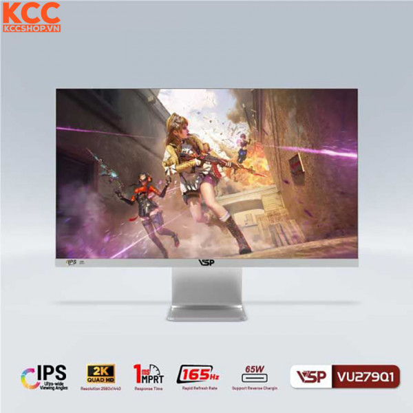 Màn hình gaming VSP VU279Q1 (27 inch/QHD/IPS/165Hz/1ms/USB-C 65W/White)