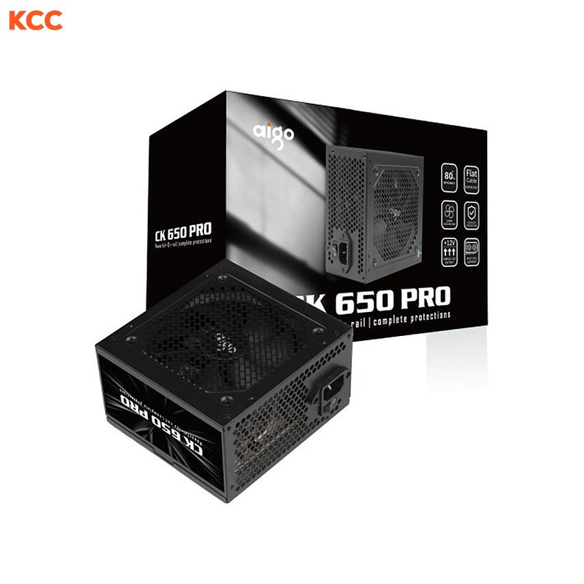 BỘ NGUỒN MÁY TÍNH AIGO MODEL CK650PRO 650W, APFC, 85+ EFICIENCY Full Box (BH Chính hãng 02/28) (2nd)
