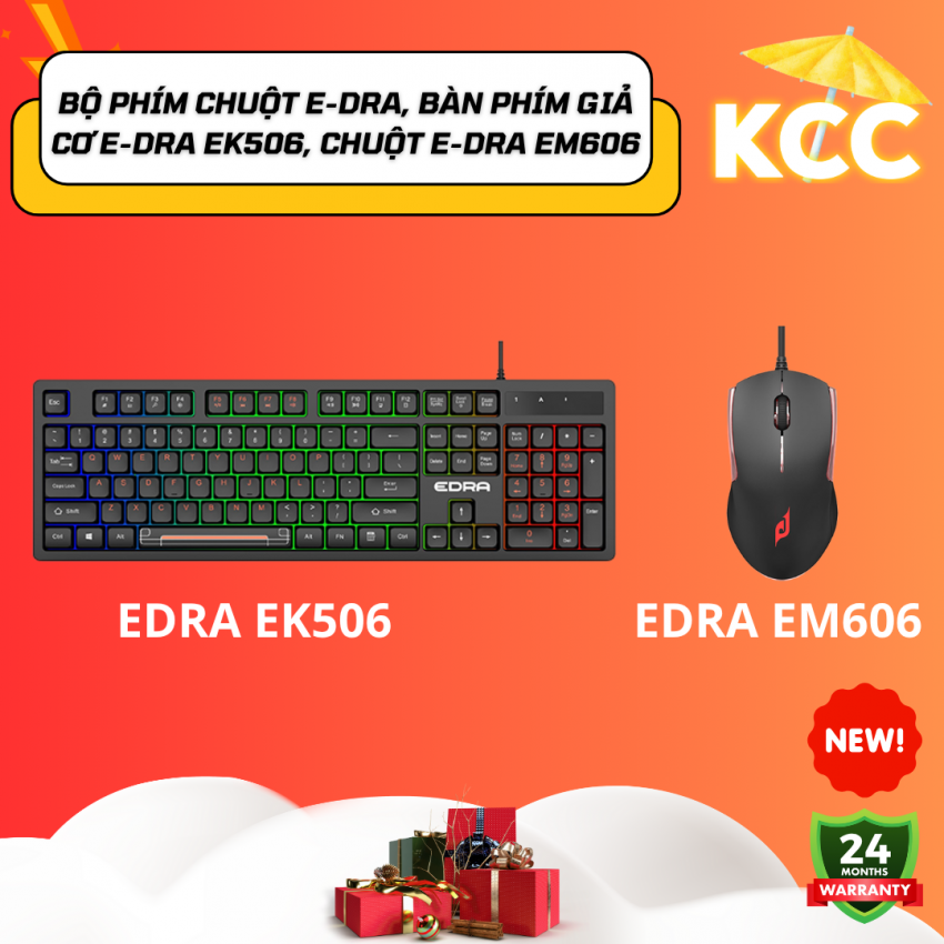 Bộ phím chuột E-DRA, Bàn Phím Giả Cơ E-DRA EK506, Chuột E-DRA EM606 - Hàng Chính Hãng ( Quà Tặng Khi Mua PC )