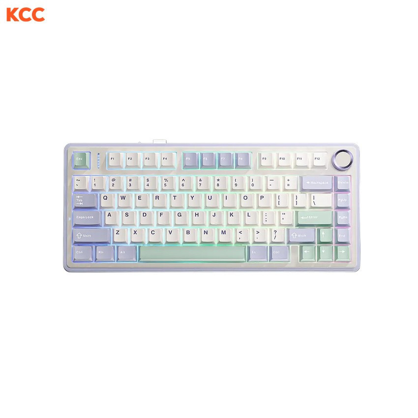 Bàn phím cơ gaming 3 mode AULA F75 (Tím nhạt + Be + Xanh lá/ Grey Wood V3 Switch)