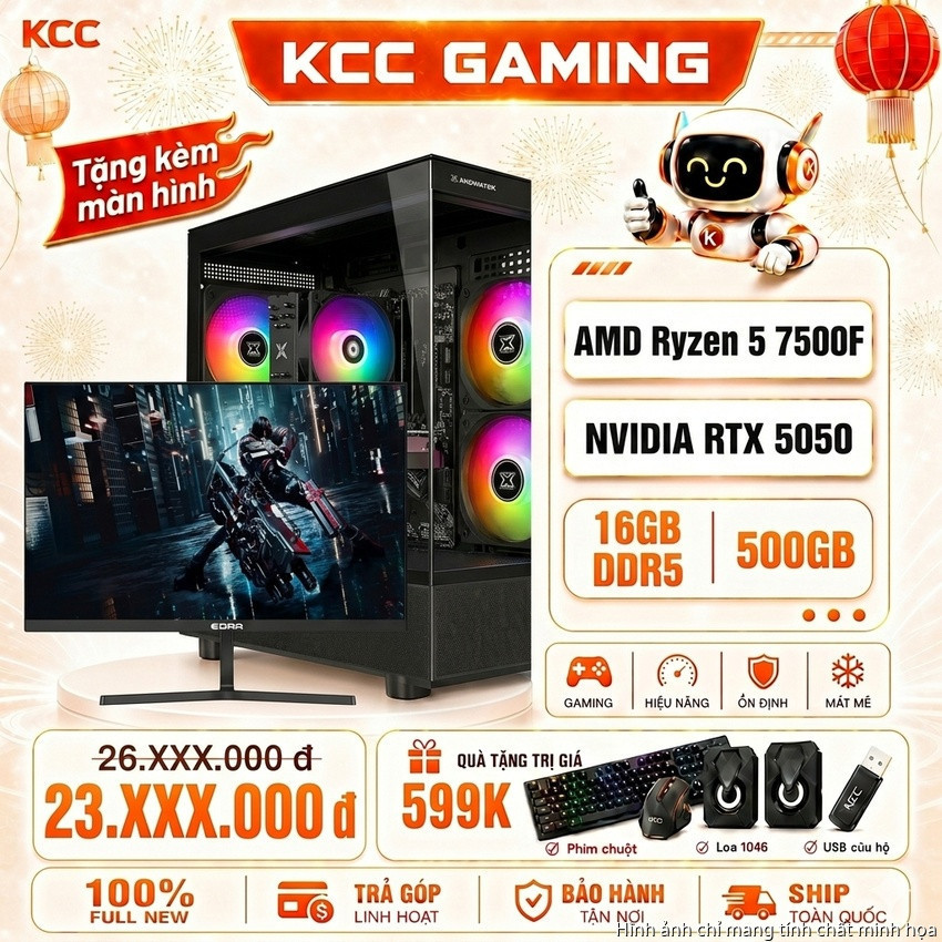 (Tặng kèm màn hình) PC KCC AMD R5-7500F / VGA RTX 5050