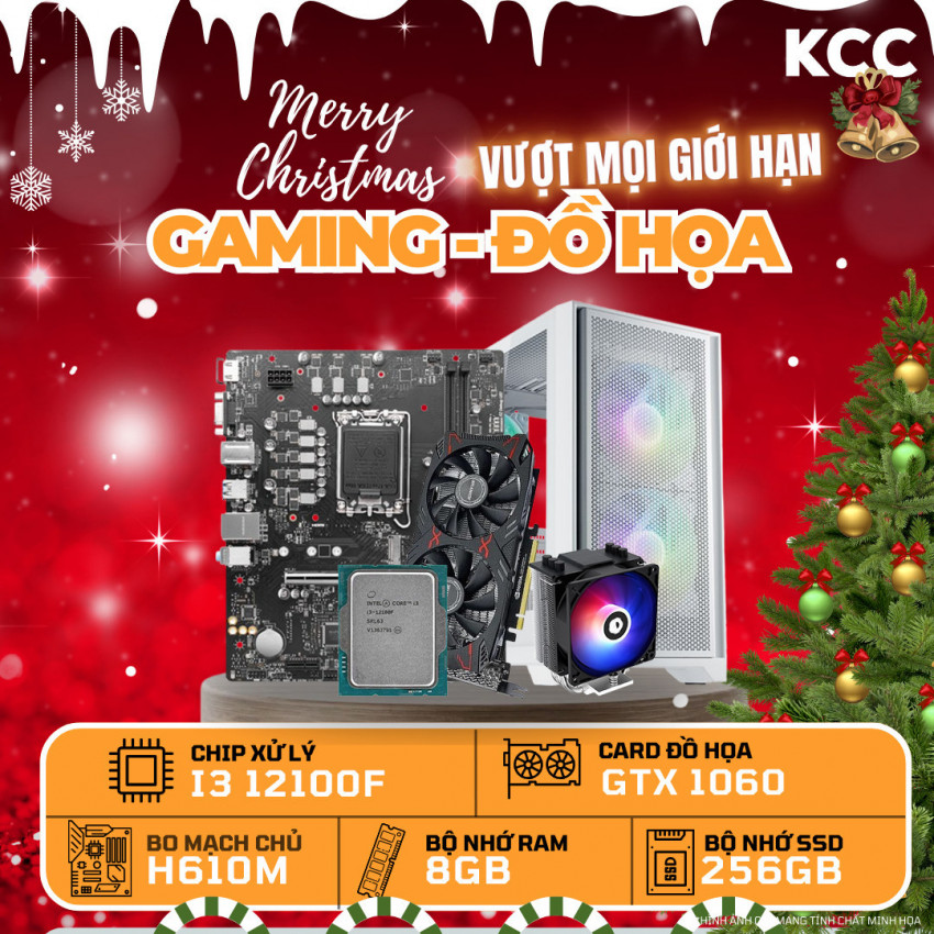(Tặng kèm màn hình) PC KCC Intel I3-12100F / VGA GX 1060