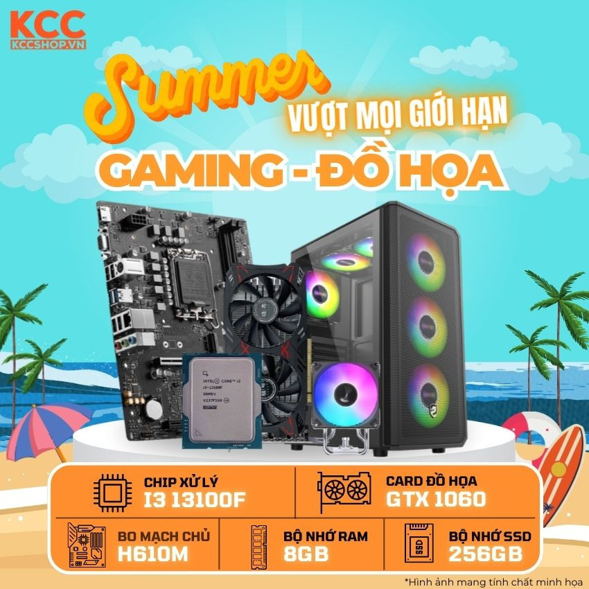 (Tặng kèm màn hình) PC KCC Intel I3-13100F / VGA GX 1060