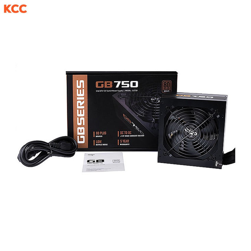 Nguồn máy tính AIGO GB750 - 750W (80 Plus Bronze/Màu Đen)