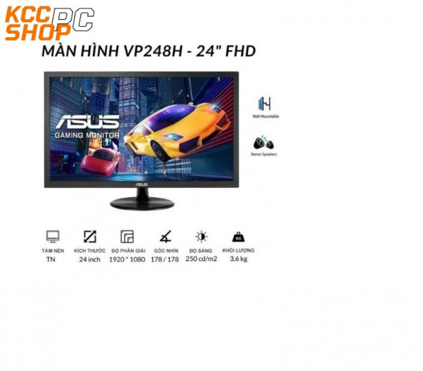 Màn hình Asus VP248H (23.5inch/FHD/TN/75Hz/1ms/250nits/HDMI+Dsub+DP+Audio/Loa)