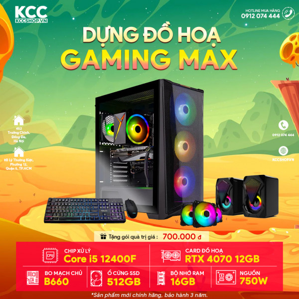 PC KCC Gaming C19 (I5 12400F / B760 / 16GB RAM / 500GB SSD / RX 4070 12GB / 750W) + TẢN NƯỚC