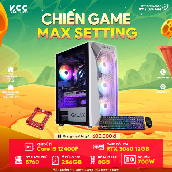 PC KCC Gaming C30 (I5 12400F /B760 /8GB RAM /256GB SSD /RTX 3060 8GB )