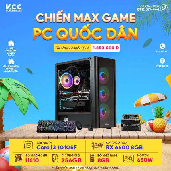 PC KCC Quốc Dân C31 (I3 10105F/H510/8GB RAM/256GB SSD/RX 6600 8GB)