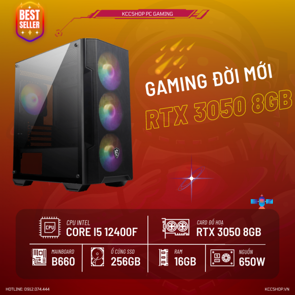 PC KCC Gaming New C32 (I5 12400F/B660/16GB RAM/256GB SSD/RTX 3050 8GB)