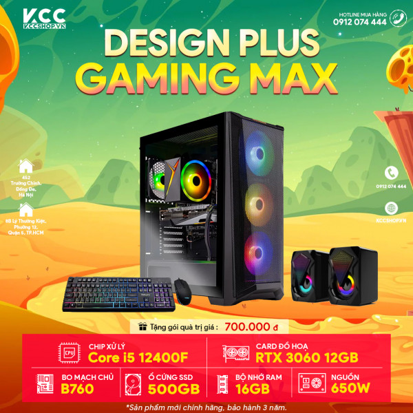 PC KCC Gaming C32 (I5 12400F / B760 / 8GB RAM / 500GB SSD / RTX 3060 12GB / 650W)