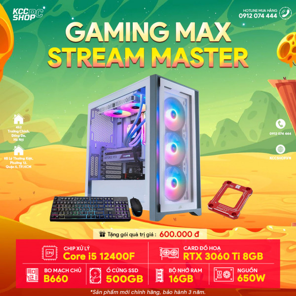 PC KCC Gaming Max C37( I5 12400F/B660/16GB RAM/500GB SSD/RTX 3060 Ti 8GB )