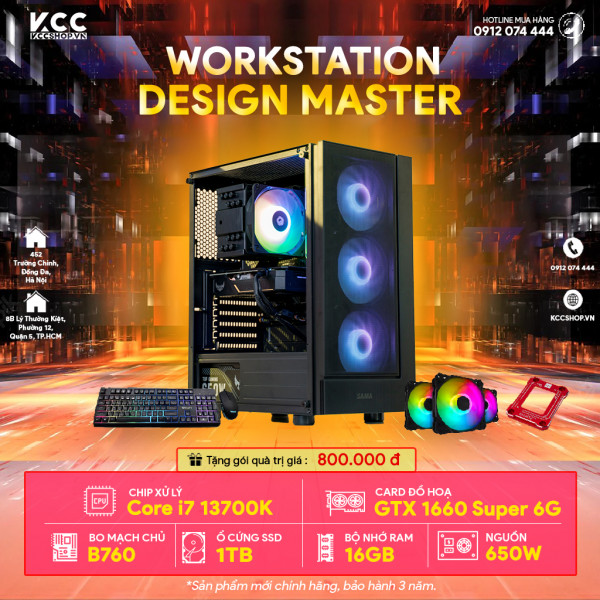 PC KCC WorkStation C40 (I7 13700K/ B760/ 16GB RAM/ 1000GB SSD/ GTX 1660 Super/ 650W )