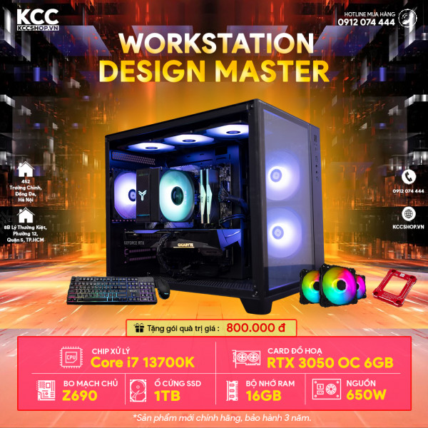 PC KCC WorkStation C40 (I7 13700K / Z690 / 16GB RAM / 1000GB SSD / RTX 3050 6GB / 650W)