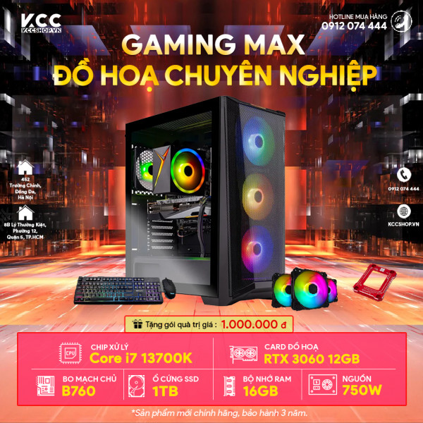 PC KCC Đồ Hoạ C46 ( I7 13700K/ Z690/ 16GB RAM/ 1000GB SSD/ RTX 3060 12GB/ 750W )