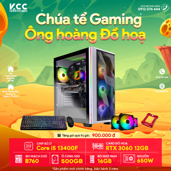 PC KCC Gaming C52 (I5 13400F/ B760/ 16GB RAM/ 500GB SSD/ RTX 3060 12GB/ 650W )