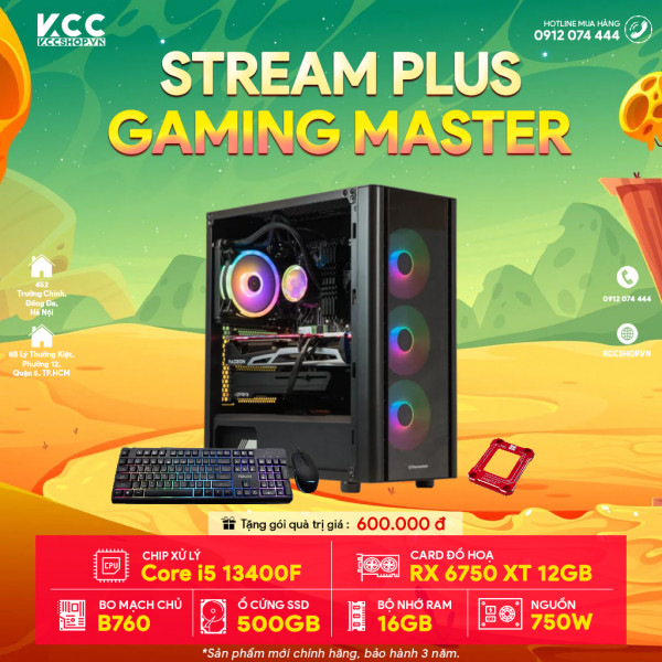 PC KCC Gaming C53 (I5 13400F/ B760/ 16GB RAM/ 500GB SSD/ RX 6750XT 12GB/ 750W)