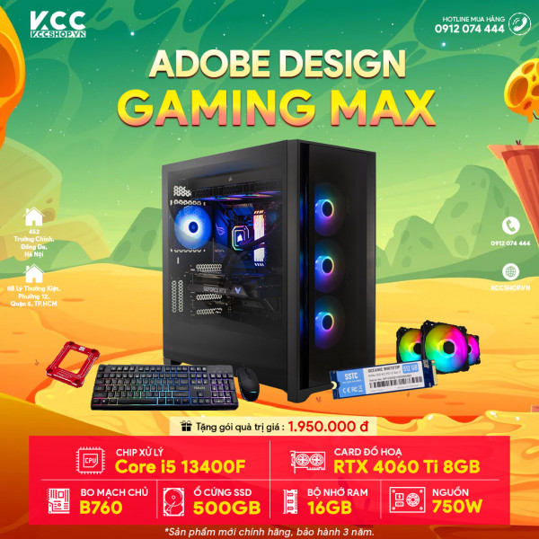 PC KCC Gaming Max C54( I5 13400F/B760/16GB RAM/500GB SSD/RTX 4060 Ti 8GB/ 750W )