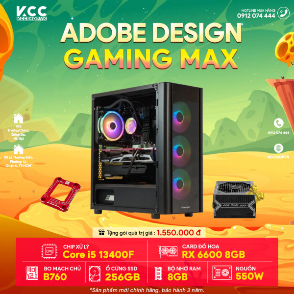 PC KCC Gaming Plus C55 (I5 13400F/B760/8GB RAM/256GB SSD/RX 6600 8GB/ 550W)