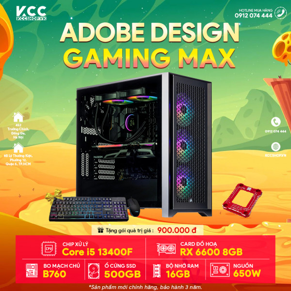 PC KCC Gaming Plus C55 (I5 13400F/ B760/ 16GB RAM/ 500GB SSD/ RX 6600 8GB/ 650W)
