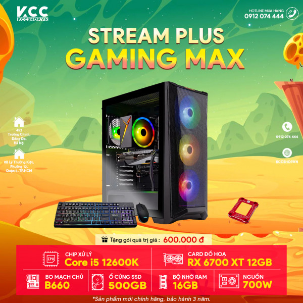 PC KCC Max Plus C62 ( I5 12600K/B760/ 16GB RAM/ 500GB SSD /RX 6700XT 12GB/ 700W  )