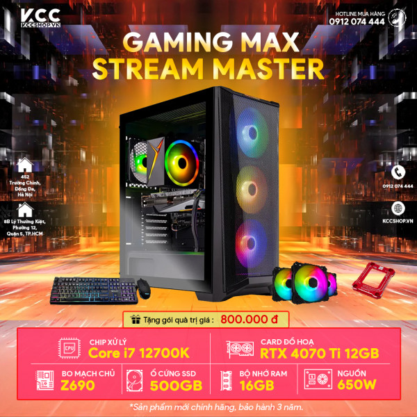 PC KCC WorkStation C65 (I7 12700K/ Z690/ 16GB RAM/ 500GB SSD/ RTX 4070TI 12GB/ 850W)