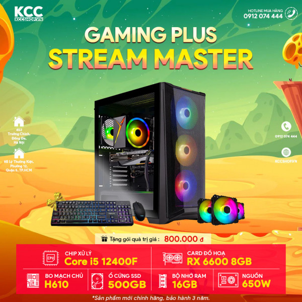 PC KCC GAMING C01 (I5 12400F / H610 / 16GB RAM / 256GB SSD / RX 6600 8GB / 650W)