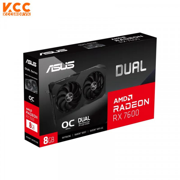 VGA ASUS Dual Radeon RX 7600 V2 OC Edition 8GB GDDR6 ( DUAL-RX7600-O8G-V2)