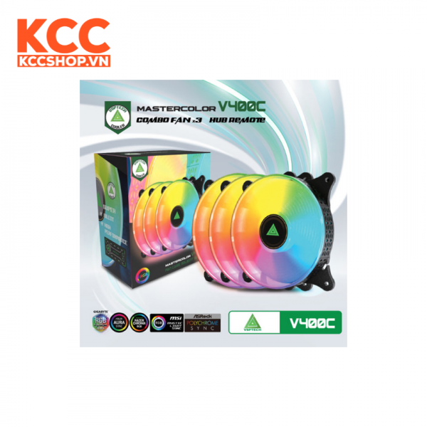 BỘ KIT 3 FAN VSP V400C LED ARGB (1 HUB/ 1 REMOTE/ 3C FAN)