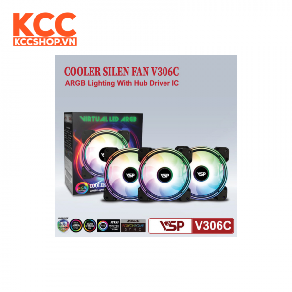 BỘ KIT 3 FAN VSP V306C LED ARGB (1 HUB/ 1 REMOTE/ 3C FAN)