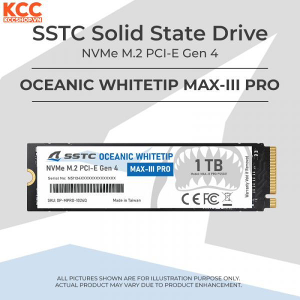 Ổ cứng SSD SSTC Oceanic Whitetip NVMe M.2 MAX-III PRO 1TB (Gen 4) Đọc 5200MB/s Ghi 4700MB/s