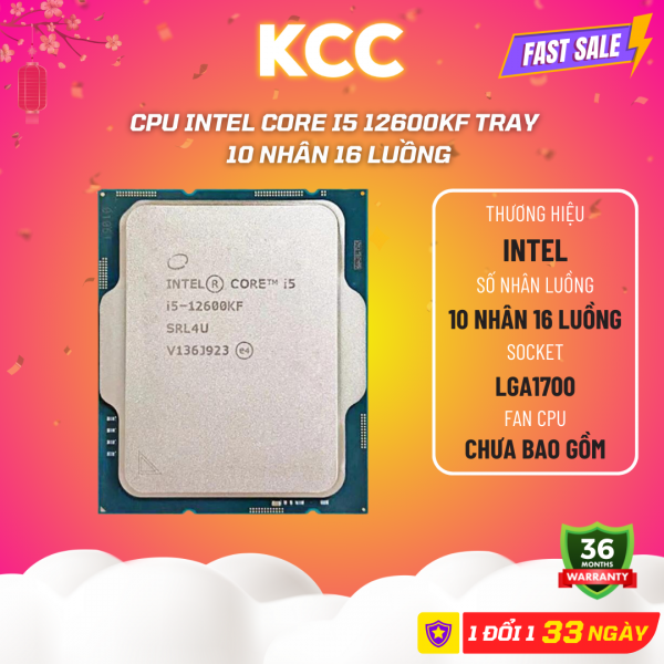CPU Intel Core i5 12600KF Tray (4.90GHz, 10 Nhân 16 Luồng, 20M Cache, Alder Lake) - Socket Intel LGA 1700