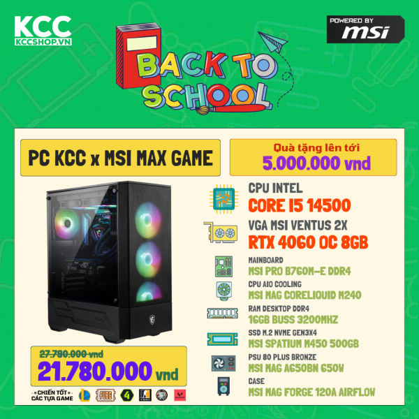 PC KCC MSI C96 (I5 14500 / B760 / 16GB RAM / 500GB SSD / RTX 4060 8GB / 650W)