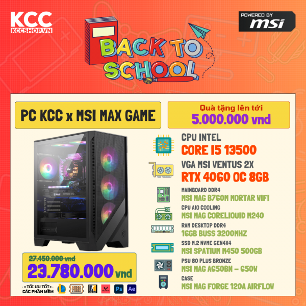 PC KCC MSI C98 (I5 13500 / B760 / 16GB RAM / 500GB SSD / RTX 4060 8GB / 650W)