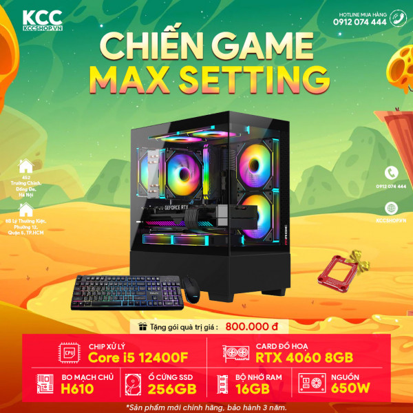 PC KCC Gaming C99 (I5 12400F / H610 / 16GB RAM / 256GB SSD / RTX 4060 8GB / 650W)