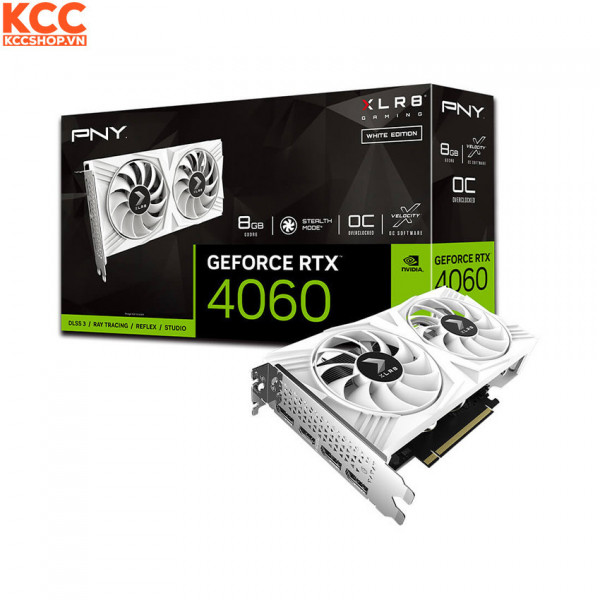 VGA PNY GeForce RTX 4060 8GB XLR8 Gaming VERTO OC Dual Fan White