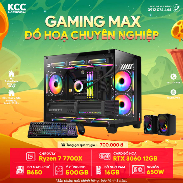 PC KCC Render C100 (R7 7700x / B650 / 16GB RAM / 500GB SSD / RTX 3060 12GB / 650W)