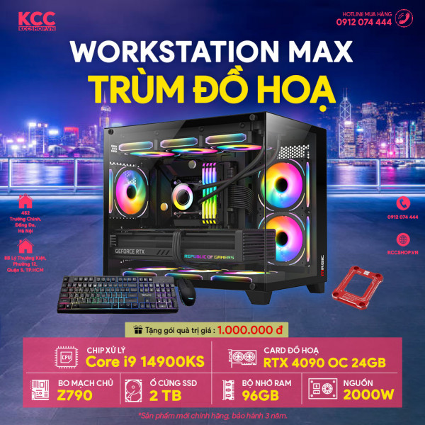 PC KCC Workstation C105 (I9 14900KS / Z790 / 96GB RAM / 2TB SSD / RTX 4090 24GB / 2000W)