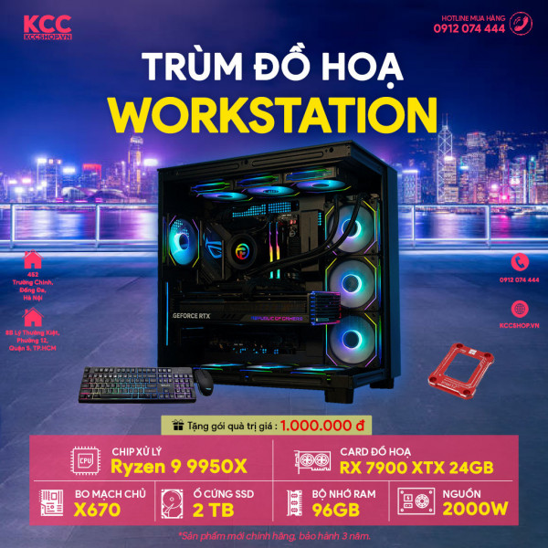 PC KCC Workstation C106 (R9 9950X / X670 / 96GB RAM / 2TB SSD / RX 7900XTX 24GB / 2000W)