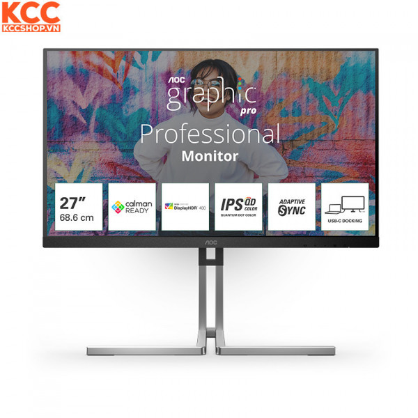 Màn hình đồ họa AOC Graphic Pro Q27U3CV/74 (27 Inch/QHD/NANO IPS/75Hz/4ms/Loa/RJ45/HDR400/USB-C 96W)